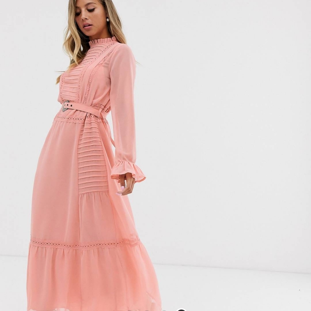 ASOS DESIGN _ lace insert maxi dress with buckle belt - Picture 3 of 8